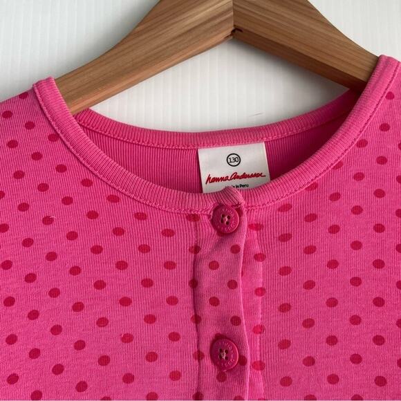 Hannah Andersson pink polka dot long sleeve dress button front size 8 - Picture 5 of 11